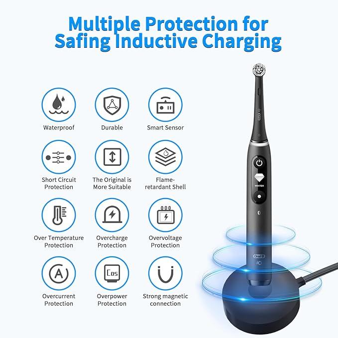 Charger for Oral B iO iO7 iO8 iO9 Electric Toothbrush, Model 3768 Magnetic Replacement Charger for Oral-B iO Electric Toothbrushs,Black（Incompatible IO4/5/6）
