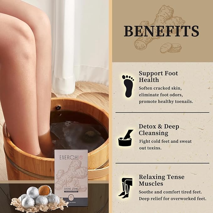 Ginger Cleansing Foot Soak for Circulation, Reduce Swelling, Edema Relief for Legs & Feet, Spa Pedicure for Tired Muscle & Relaxation, Lymphatic Drainage Feet Spa Soak, Natural Foot Soaking Salts