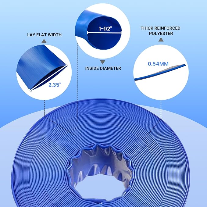 Poolvio Backwash Hose 1-1/2" x 50 ft, Leak-Free - Image 3