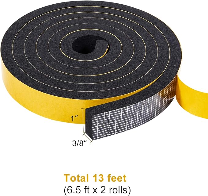 TORRAMI Adhesive Foam Tape 1 inch W X 3/8 inch T, Closed Cell Foam Weather - Image 2