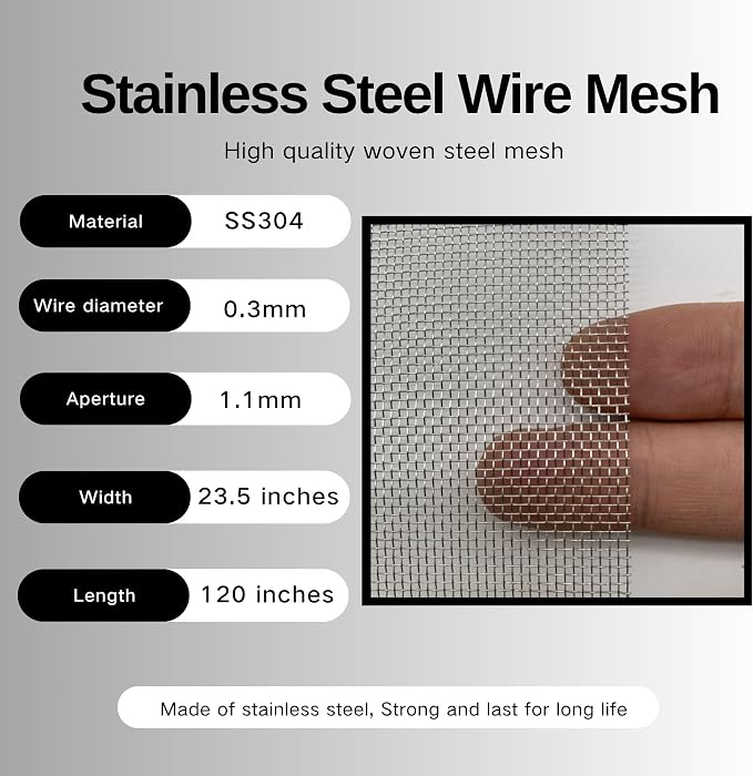 20 Mesh Stainless Steel 304 Wire Mesh Fence Screen 23.5 inches x 10 feet - Image 5