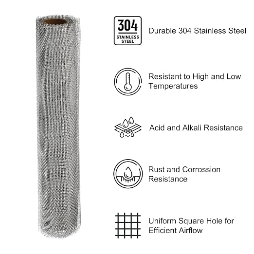 PATIKIL 40" L x 16" W Woven Wire Mesh, 16 Mesh 304 Stainless Steel Air Vent - Image 3