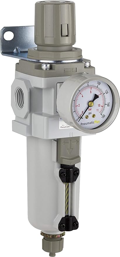 PneumaticPlus SAW400-N04BG-MEP Compressed Air Filter Regulator Piggyback Combo by PneumaticPlus