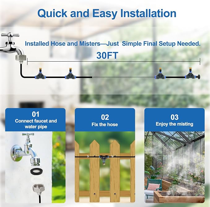 Pre-Assembled Misters for Outside Patio, Outdoor Water Misting Cooling System - Image 4