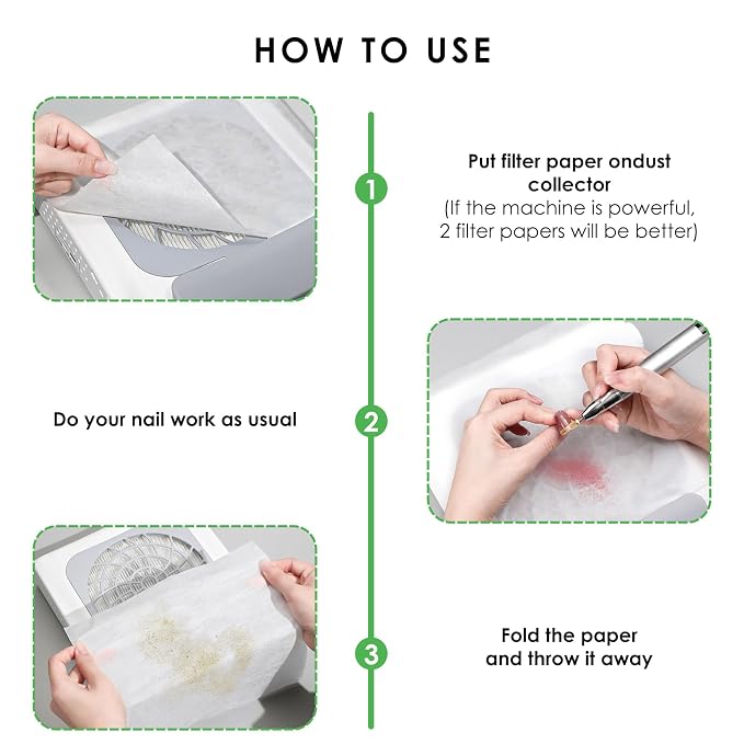 300 Sheets Nail Dust Collector Filter Paper: Disposable Dust Vacuum Filter - Image 6