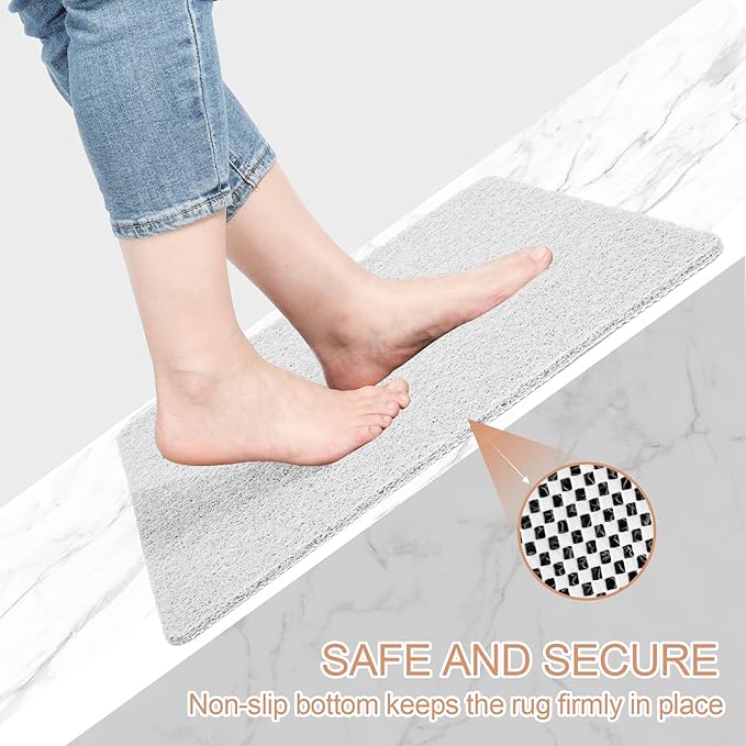 Joyhalo Shower Mats for Showers Anti Slip for Elderly, 17'' x 24'' Non Slip Bath Mat for Inside Shower, Bath Tub Mats for Bathroom Non Slip for Shower, PVC Loofah Bathroom Mats, White