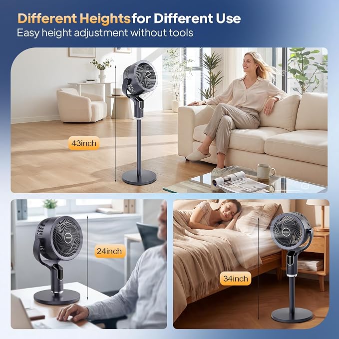 ROVSUN 3-in-1 Standing Fan, 90°+90°Omni-directional Oscillating Fan - Image 7