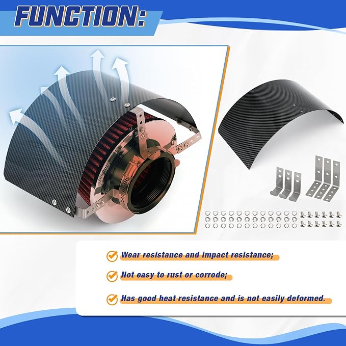 PTNHZ Universal Stainless Steel Air Intake Filter Cover Heat Shield Fits - Image 5