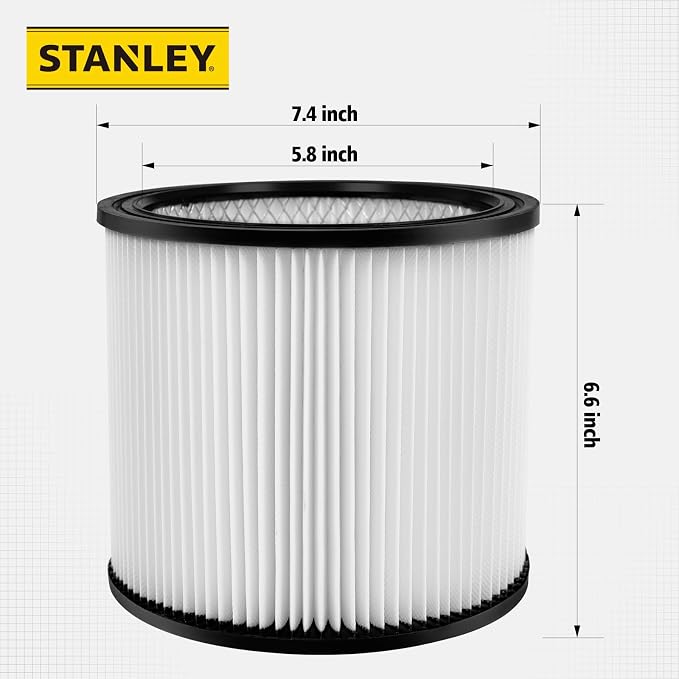 Stanley 08-2566B High Efficiency Shop Vac Filters, Replacement Cartridge Filter - Image 5