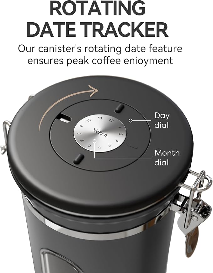 Veken Coffee Canister with Window, Airtight Stainless Steel Kitchen Food - Image 4