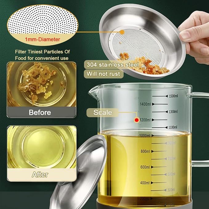 1.5L/50oz Glass Bacon Grease Container - Image 4