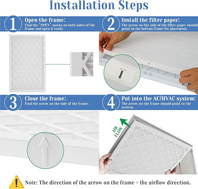 20x20x1 MERV 11 Air Filter, Quality AC/HVAC Furnace Filter，2 Reusable ABS Frame - Image 3