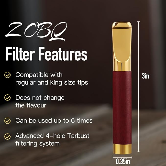 Reusable Washable Cigarette Filter Handcrafted Wood Metal Smoking Cigarette - Image 4