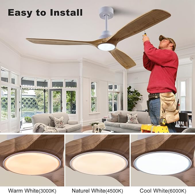 QUTWOB 60" Wood Ceiling Fan - Image 6
