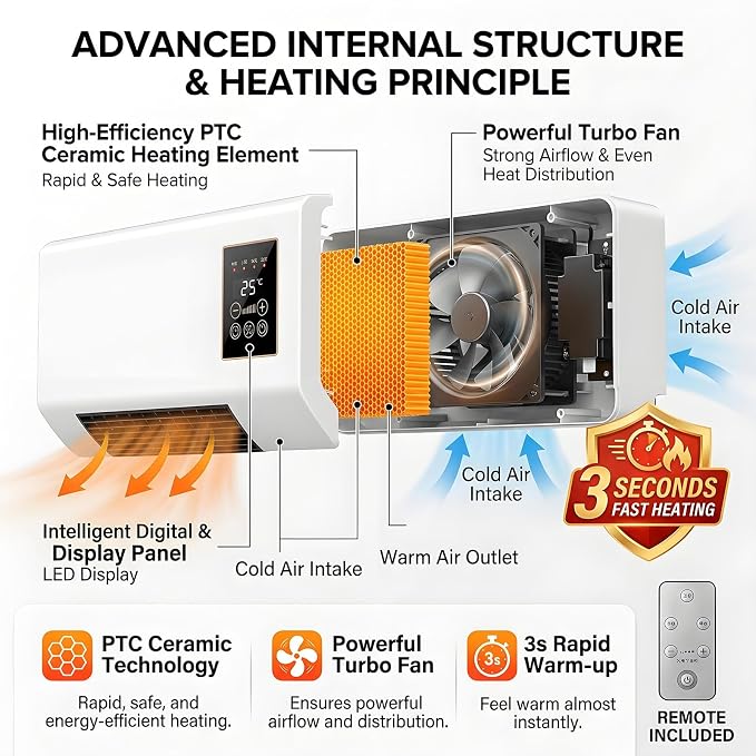 2-in-1 Mini Wall Air Conditioner Fan & Heating System, 110V Smart Portable AC - Image 2