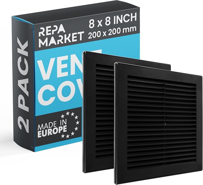 Repa Market 8 x 8 Inch Black Square Air Vent Cover by RepaMarket