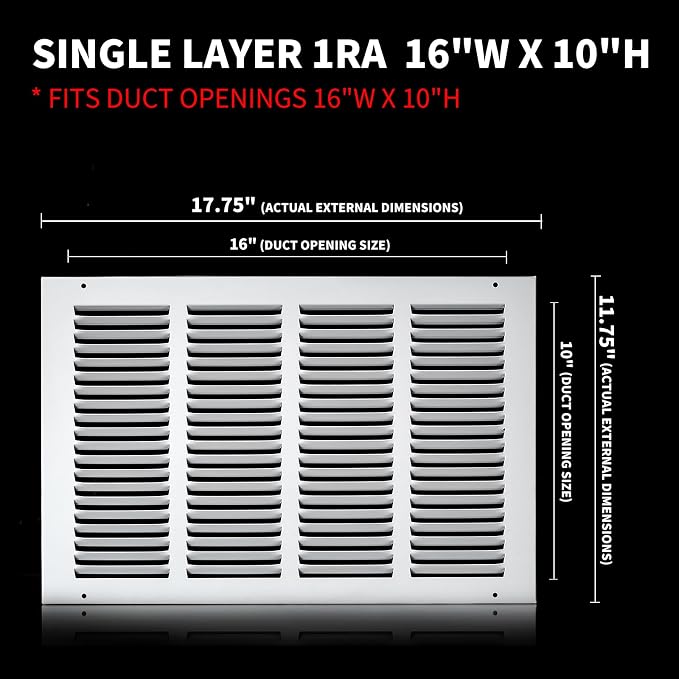 16x10 Return Air Grille, Air Return Vent Cover, Flat Vent Cover, Rejillas De - Image 2