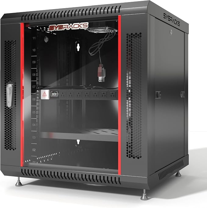 Sysracks 12U Wall Mount Server Rack Cabinet, 19” Locking Network Rack, 24” Deep by SYSRACKS