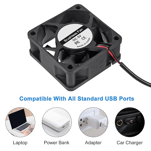 2Pcs 60mm 6025 Fan 60x60x25mm 5V Computer Cooler Fan 6cm Dual Ball Bearing USB - Image 5