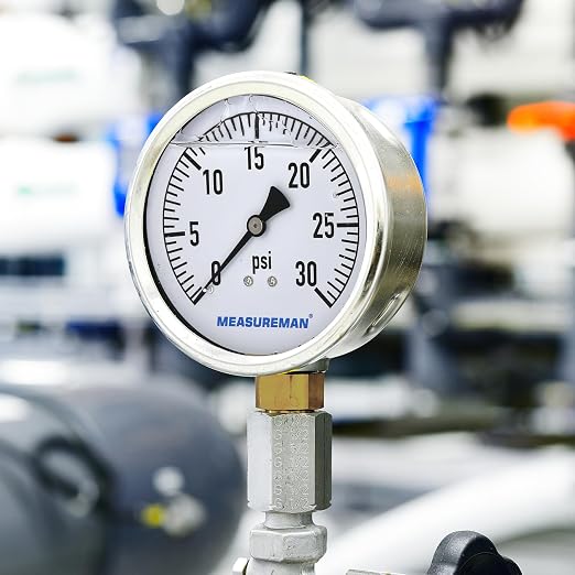 MEASUREMAN Glycerin Filled Plumbing Pressure Gauge 0-30psi Stainless Steel Case - Image 8