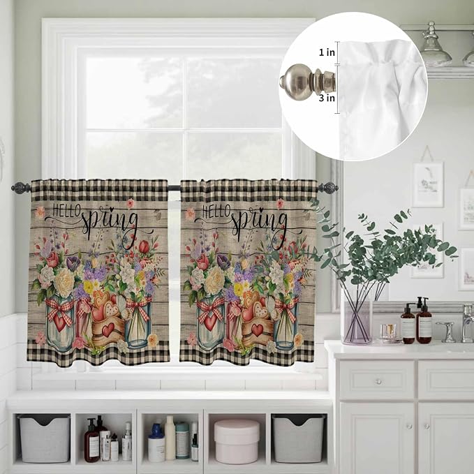 Spring Flowers Kitchen Curtains Set 3 Piece - Image 5