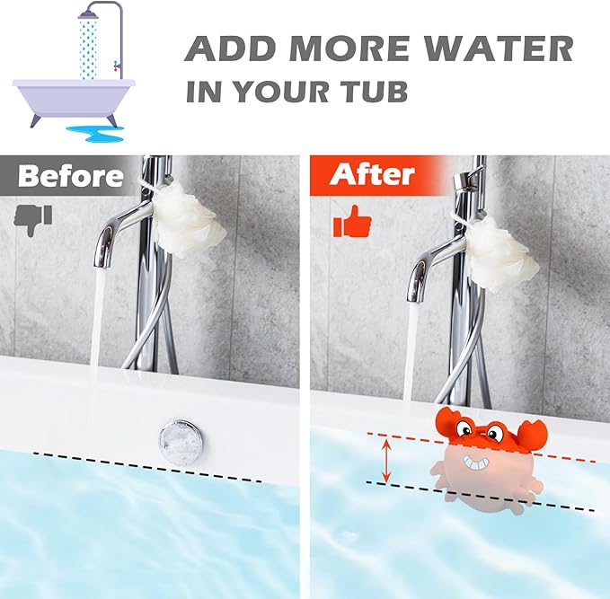 Koluti Bathtub Overflow Drain Cover, Silicone Fun Grab Bath Tub Drain Stopper with 8 Suction Cups, Bathroom Essentials Spa Accessories Gift, Orange