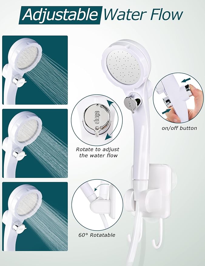 innhom Portable Camping Shower, 6000mAh Rechargeable Camp Shower Pump with LED Display, 2 Mode Electric Portable Shower for Camping, Hiking, Travelling, Washing