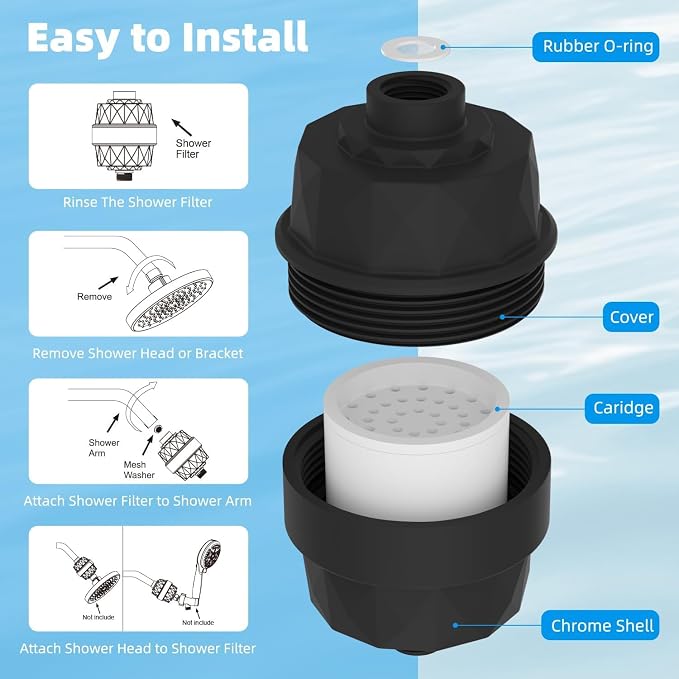 Hibbent Shower Filter for Hard Water, High Output Shower Head Filter to Remove - Image 8