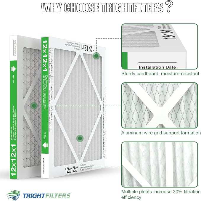 12x12x1 Air Filter 4 Pack, MERV 8 Pleated Dust Defense Air Filters Replacement - Image 4