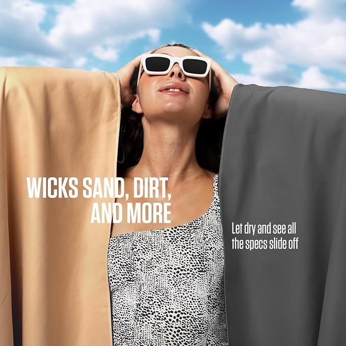 VENTURE 4TH Quick Dry Towel. Microfiber Travel Towel Ideal for Camping, Hiking, Backpacking, Gym. Lightweight & Fast Drying Travel Towels for Body. Compact & Easy to Pack - Charcoal Large