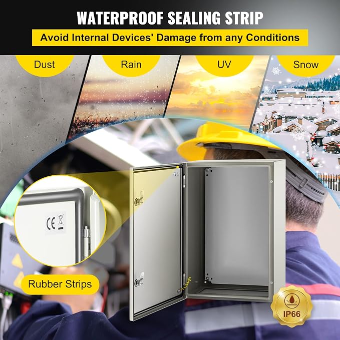 VEVOR NEMA Steel Enclosure, IP66 Waterproof & Dustproof, Outdoor/Indoor - Image 4