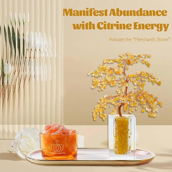 Runyangshi Citrine Crystal Tree of Life & Natural Crystal Ore Diffuser Set - Image 5