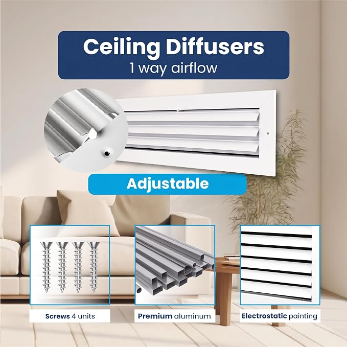 20x4 Aluminum 1-Way Air Vent Cover Wall or Ceiling Register Multi-Shutter - Image 4
