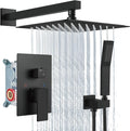 Aolemi Shower Faucet Set Rain Shower System with Handheld Spray Bathroom Shower Combo Rough-in Valve and Shower Trim Kit Included Matte Black 12 Inch Wall Mount Shower Head