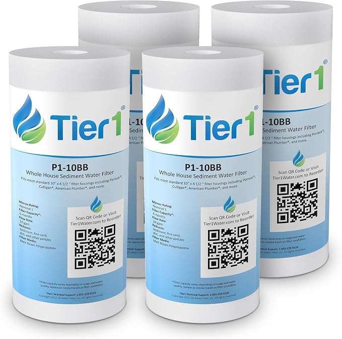 Tier1 1 Micron 10x4.5 Water Filter | Spun Wound Polypropylene Whole House by Tier1