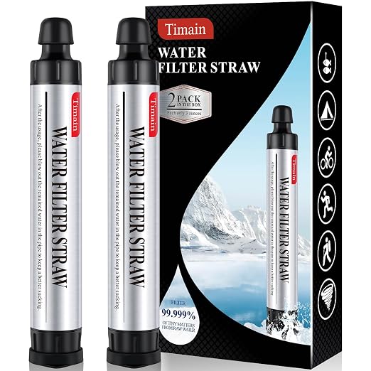 2 Pack Timain 4-Stage Filtration, High Flow Rate Water Filter Straw, Water by TIMAIN