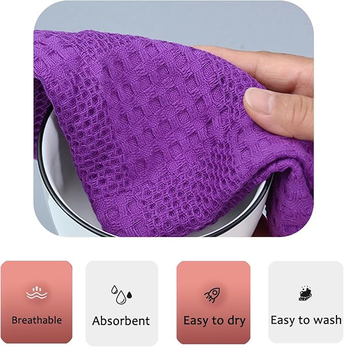 Waffle Weave Cotton Washing Cloth Ultra Soft and Absorbent Washcloths for Bathroom Kitchen and Gym Natural Cotton (6, Mixed)