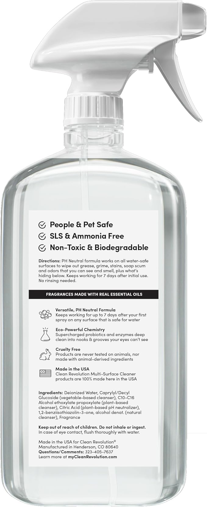 Clean Revolution SuperCharged All Purpose Cleaner Refill Supply, Non-Toxic, Eco-Friendly & Plant-Based, Ready to Use, Lily & Green Tea, 18 oz (Pack of 1)