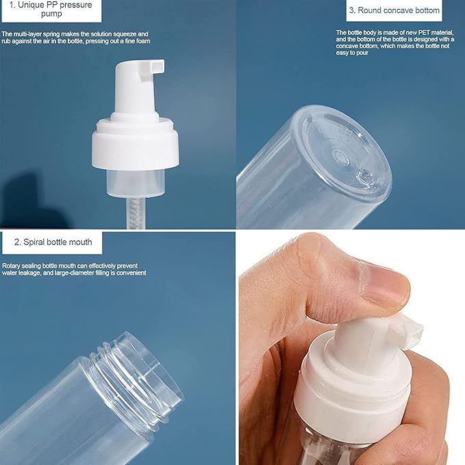 SOTICA 3pcs Foam Bottle Dispenser, Refillable Soap Dispenser with Transparent Empty Spray Bottles Foaming Hand Soap Dispenser Bottles 200ml/7OZ Foam Pump Dispenser Bottle