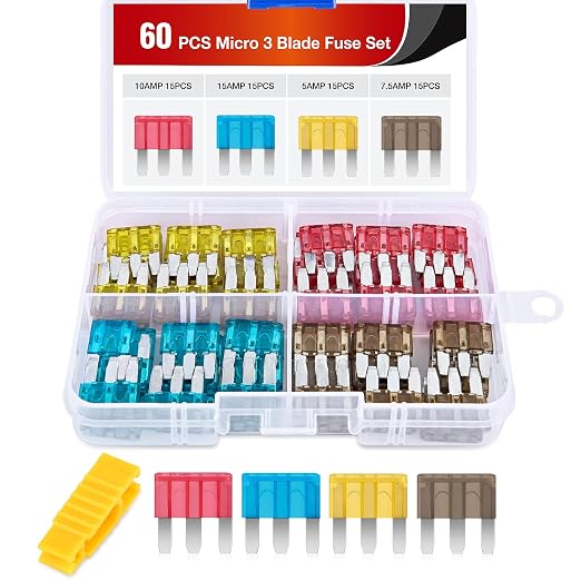 Nilight 60PCS Micro3 Fuse ATL Blade Assortment Kit 3 Prong Micro Blade Car by Nilight