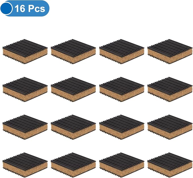 uxcell 16pcs Ribbed Anti-Vibration Isolation Rubber Pads 3" Length x 7/8" Thick - Image 3