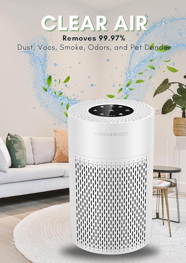 MEGAWISE Air Purifier EPI235A for Small Rooms | H13 True HEPA Filter | Removes - Image 2