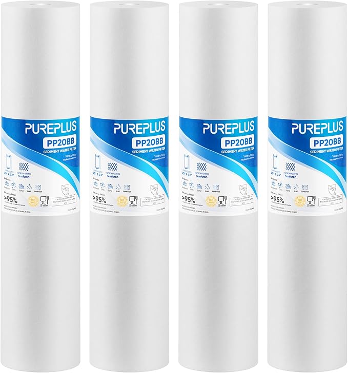 PUREPLUS 5 Micron 20" x 4.5" Whole House Sediment Home Water Filter Replacement by PUREPLUS