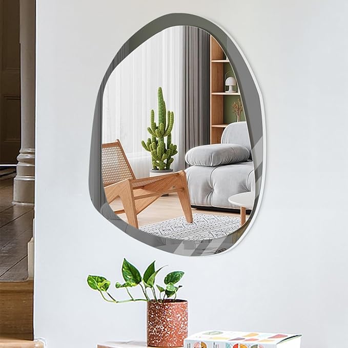 Irregular Bathroom Mirror with LED Light, Lighted Bathroom Makeup Wall Mounted - Image 6