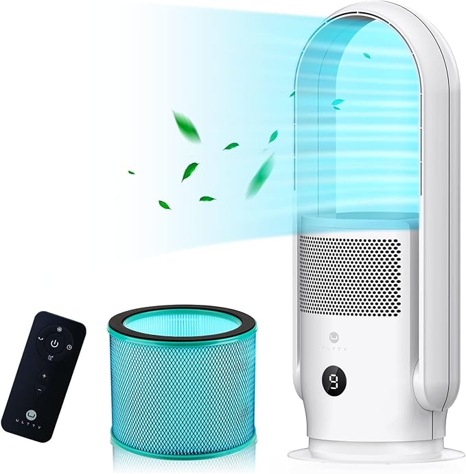 ULTTY Bladeless Tower Fan and Air Purifier Combo, 23.5" Quiet Oscillating Fan by UULTTY