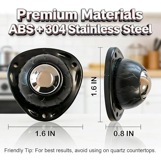 Black Stainless Steel Self Adhesive Caster Wheels – 4 Pack Large Profile Swivel - Image 6