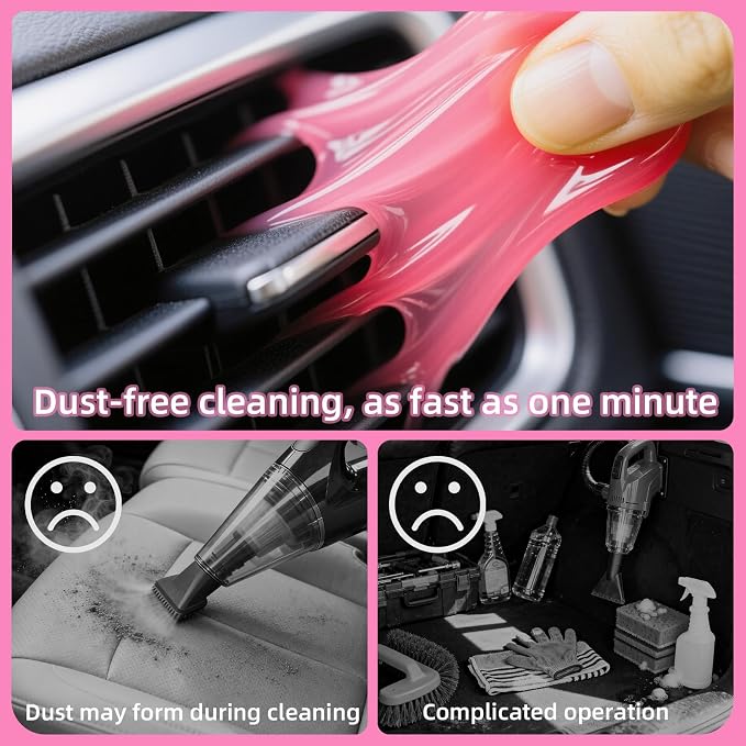 2 Pack Car Cleaning Gel Reusable Auto Slime Cleaner, Rose Scent Dust Cleaning - Image 5
