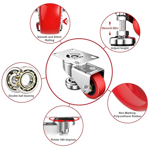 3" Leveling Plate Caster Wheels - Image 2