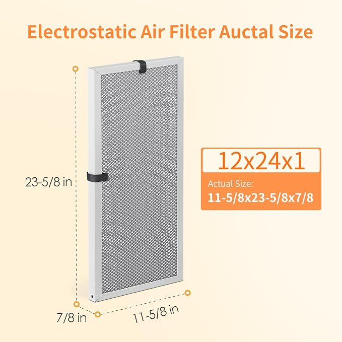 2-Pack 12x24x1 MERV 8 Reusable & Washable Electrostatic Air Filters - Image 2