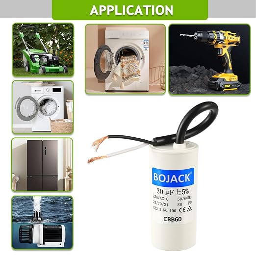 BOJACK Run Capacitor 30 uF MFD 250V AC 30 MFD CBB60 2 Wire 50/60Hz Cylinder - Image 6